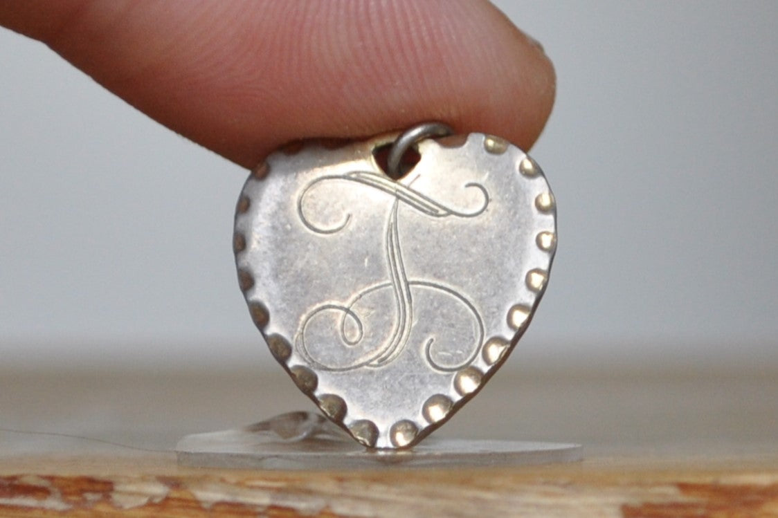 Love Token Style Sterling Letter "L" Charm - Ornate Scrollwork Carved Lettering - Beautiful Initial Pendent / Charm - Awesome Piece! Sterling Silver