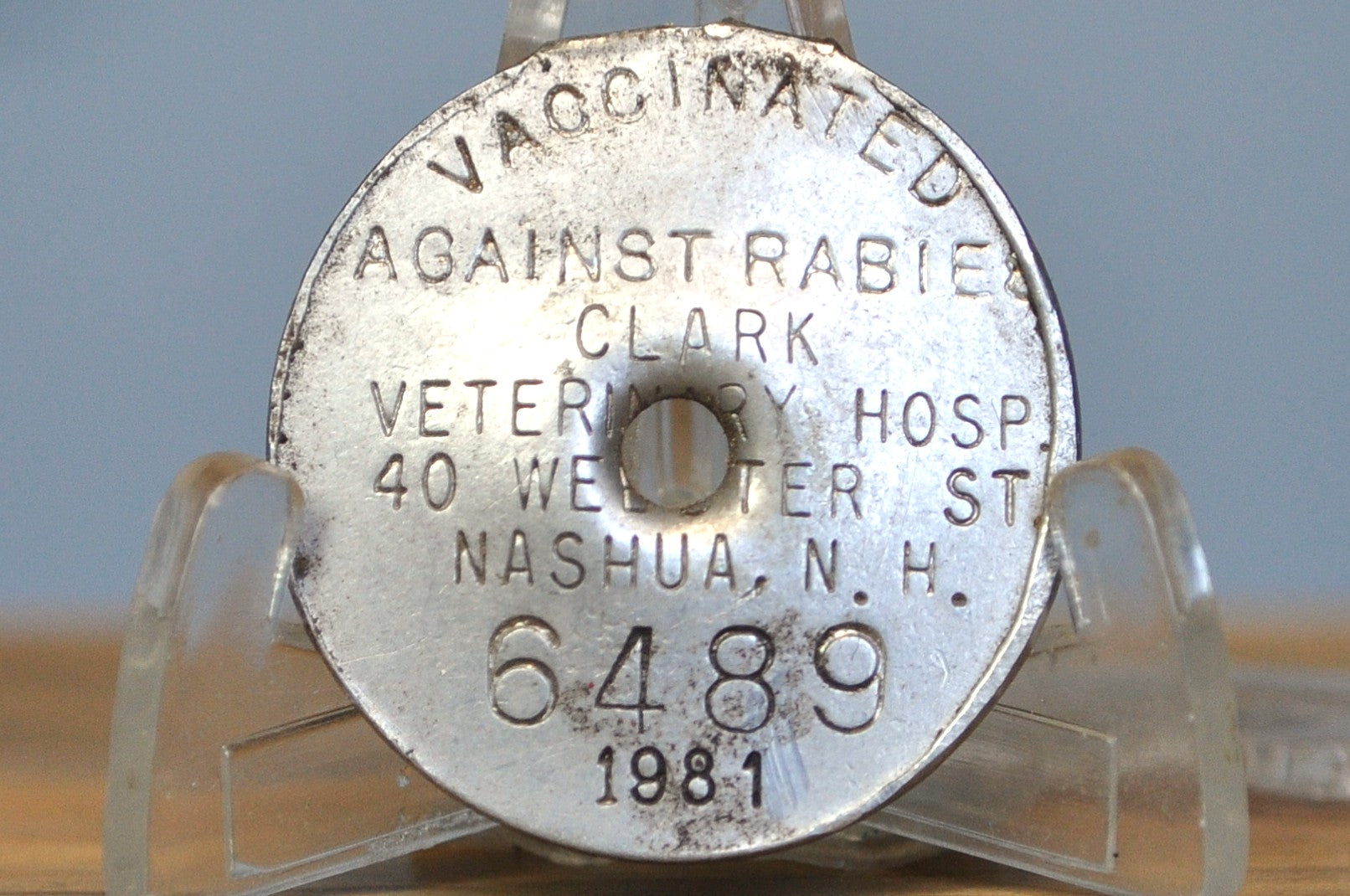Nashua, New Hampshire Vintage Rabies Vaccine Tag - Clark Veterinary Ho ...