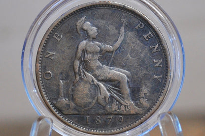 1879 Great Britain Penny - VF Detail - UK One Penny 1879 - Queen Victoria 1 Penny - Bronze - Penny 1879
