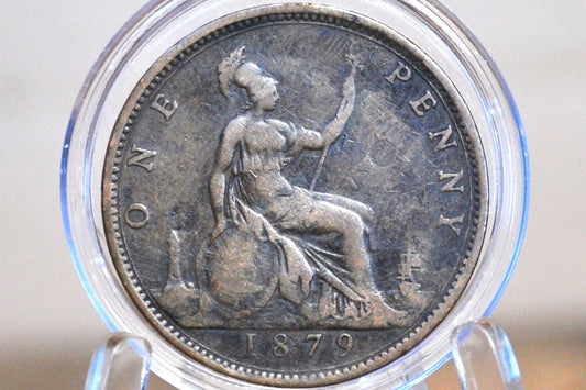1879 Great Britain Penny - VF Detail - UK One Penny 1879 - Queen Victoria 1 Penny - Bronze - Penny 1879