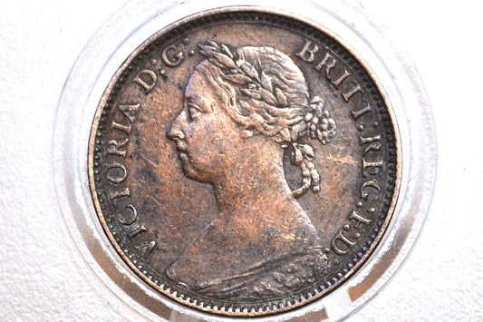1885 British Farthing - XF/AU - UK Farthing 1885 Great Britain Farthing - Queen Victoria, Great Collection Piece