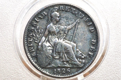 1826 UK Farthing - XF+ Detail - 1st Issue 1826 Farthing Draped Bust - Great Coin