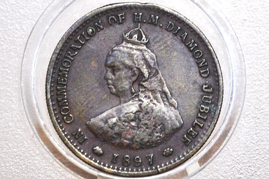 1897 Queen Victoria Jubilee Token - Barratt & Cos Sweets - Great Condition - Historical Medal