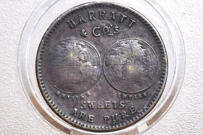 1897 Queen Victoria Jubilee Token - Barratt & Cos Sweets - Great Condition - Historical Medal