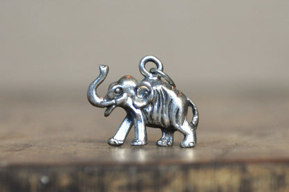 Sterling Elephant Charm - 3D, Can Stand - Intricate Design, Beautiful Piece - Silver Elephant Pendent / Elephant Bracelet Charm
