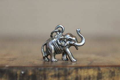 Sterling Elephant Charm - 3D, Can Stand - Intricate Design, Beautiful Piece - Silver Elephant Pendent / Elephant Bracelet Charm