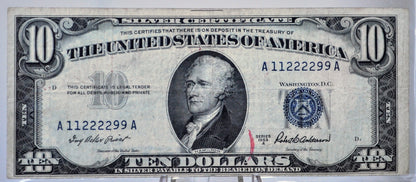 1953A Fancy Trinary Repeater Serial Number 10 Dollar Silver Certificate - 11222299 - 1953-A Ten Dollar Fancy Serial Note - Fr#1707