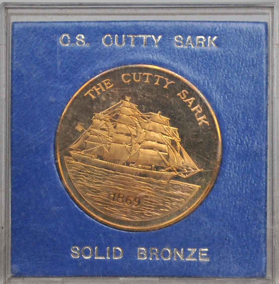 C.S. Cutty Sark Solid Bronze Medallion In Case - The Cutty Sark 1869 Medallion