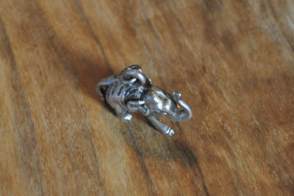 Sterling Elephant Charm - 3D, Can Stand - Intricate Design, Beautiful Piece - Silver Elephant Pendent / Elephant Bracelet Charm