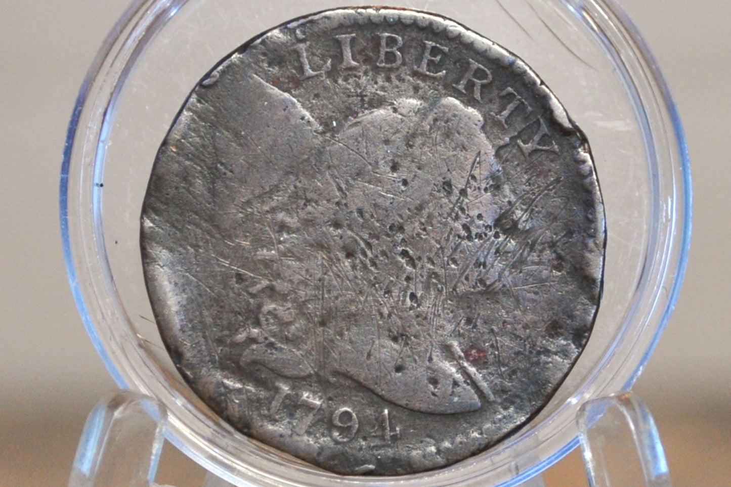 1794 Liberty Cap Large Cent - G/VG Details, Damaged - Rare Coin Type - US Large Cent 1794 Liberty Cap Cent