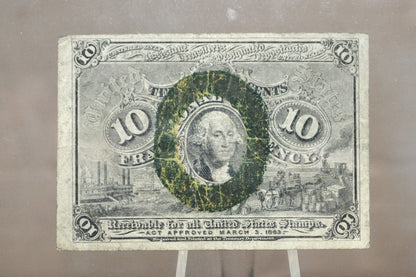 1863 2nd Issue 10 Cent Fractional Note - VF Grade / Condition - "18-63" Surcharges on reverse - Second Issue Fractional Note Ten Cent- Fr.1245