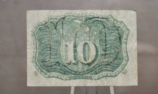 1863 2nd Issue 10 Cent Fractional Note - VF Grade / Condition - "18-63" Surcharges on reverse - Second Issue Fractional Note Ten Cent- Fr.1245