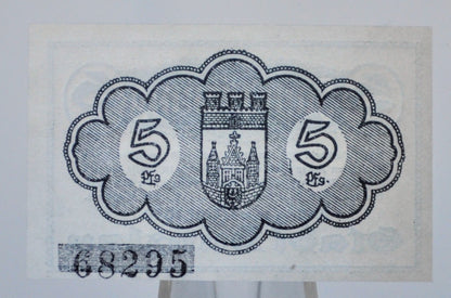 1918 Bunzlau Prussia 5 Pfennig Notgeld - German-Occupied Prussia - Rarer Early Issue - 1918 Five Pfennig German Emergency Note