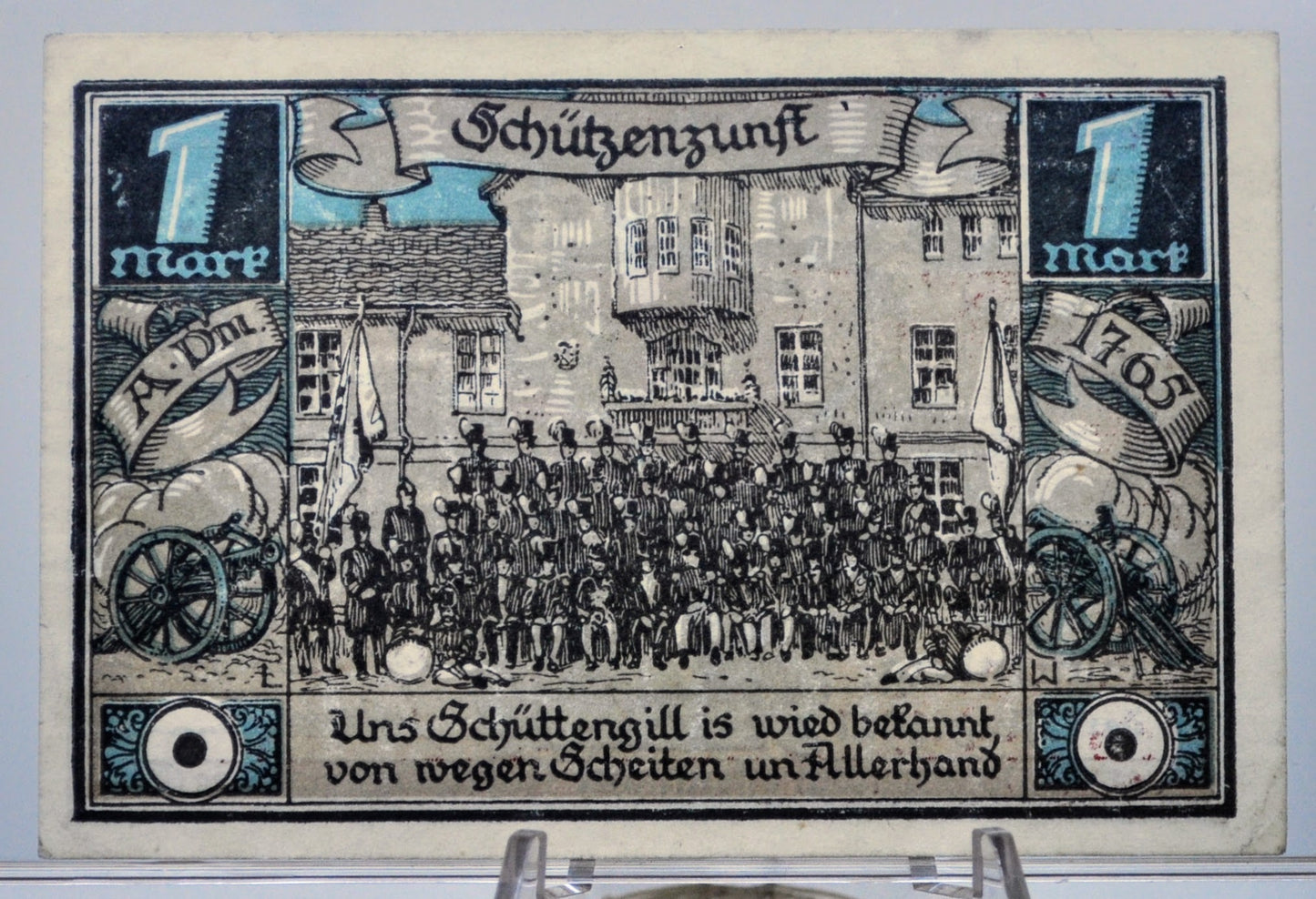 1921 Furstenberg Germany 1 Mark Notgeld - Red Border Type - German Emergency Currency - 1921 German Municipality One Mark Emergency Note