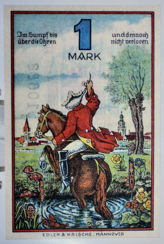 1920 Rinteln Germany 1 Mark Notgeld - High Denomination Notgeld - German Emergency Currency - 1921 German Stadt One Mark Emergency Note