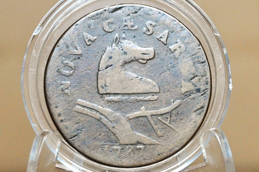 1787 New Jersey Copper - Affordable Coin - Rare US Coin 1 Cent 1787 Colonial Issue Cent, NJ Copper Horse's Head with Plow