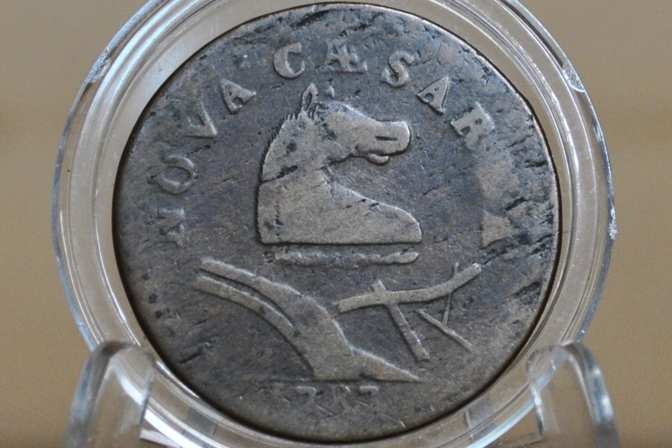 1787 New Jersey Copper - Affordable Coin - Rare US Coin 1 Cent 1787 Colonial Issue Cent, NJ Copper Horse's Head with Plow