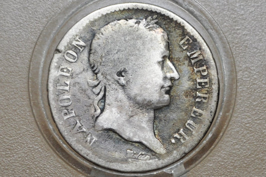 Rarer Silver 1911A Napoleon 1 Franc - Emperor Napoleon Bonaparte - Great Condition - Silver French Coin -