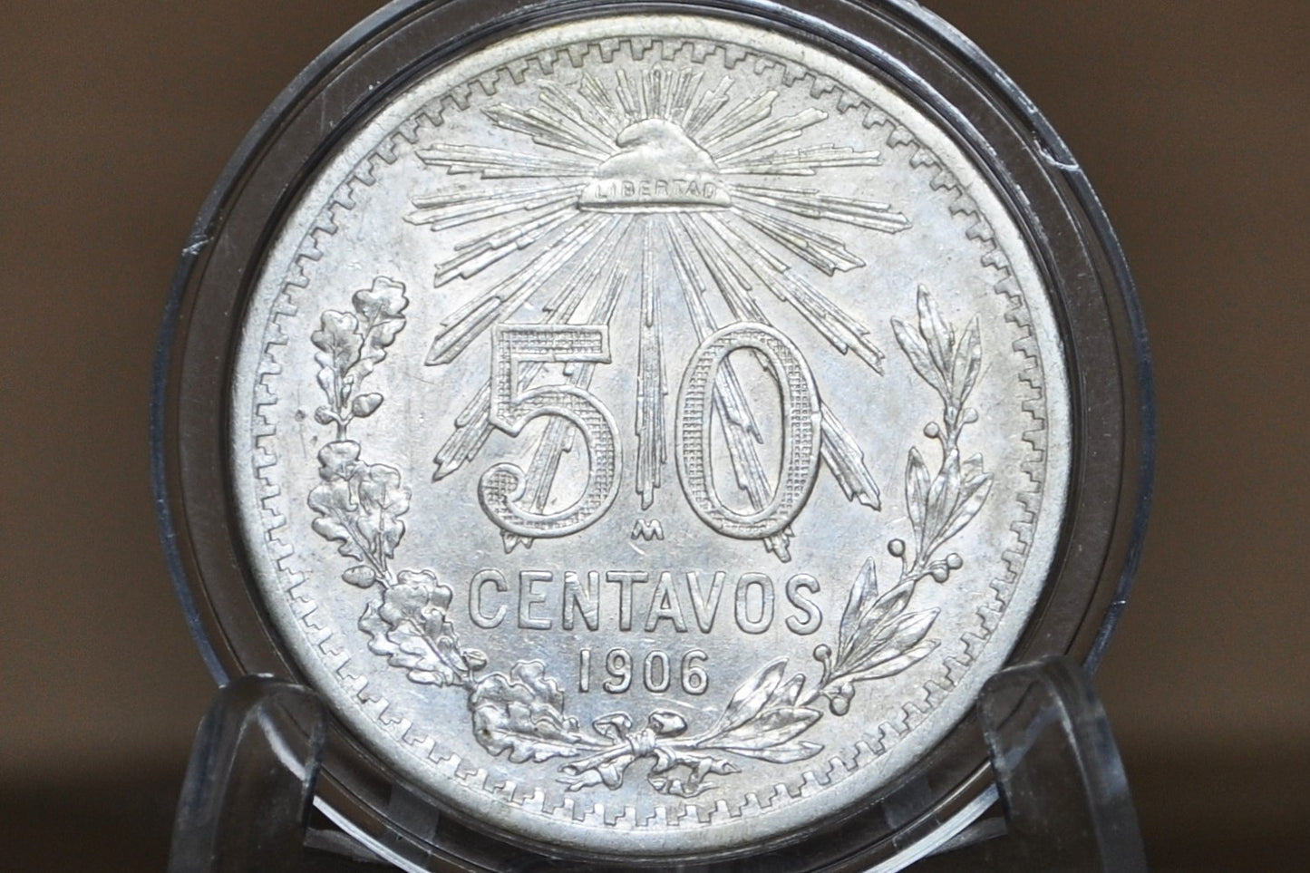 1906 Silver 50 Centavos Mexico - AU Grade - Mexican Fifty Centavos Silver Mexican Coin 1906