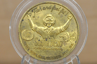 Antique South Bend Bait Co. Good Luck Token - 1939 "Fish and Feel Fit" South Bend Fishing Luck Token