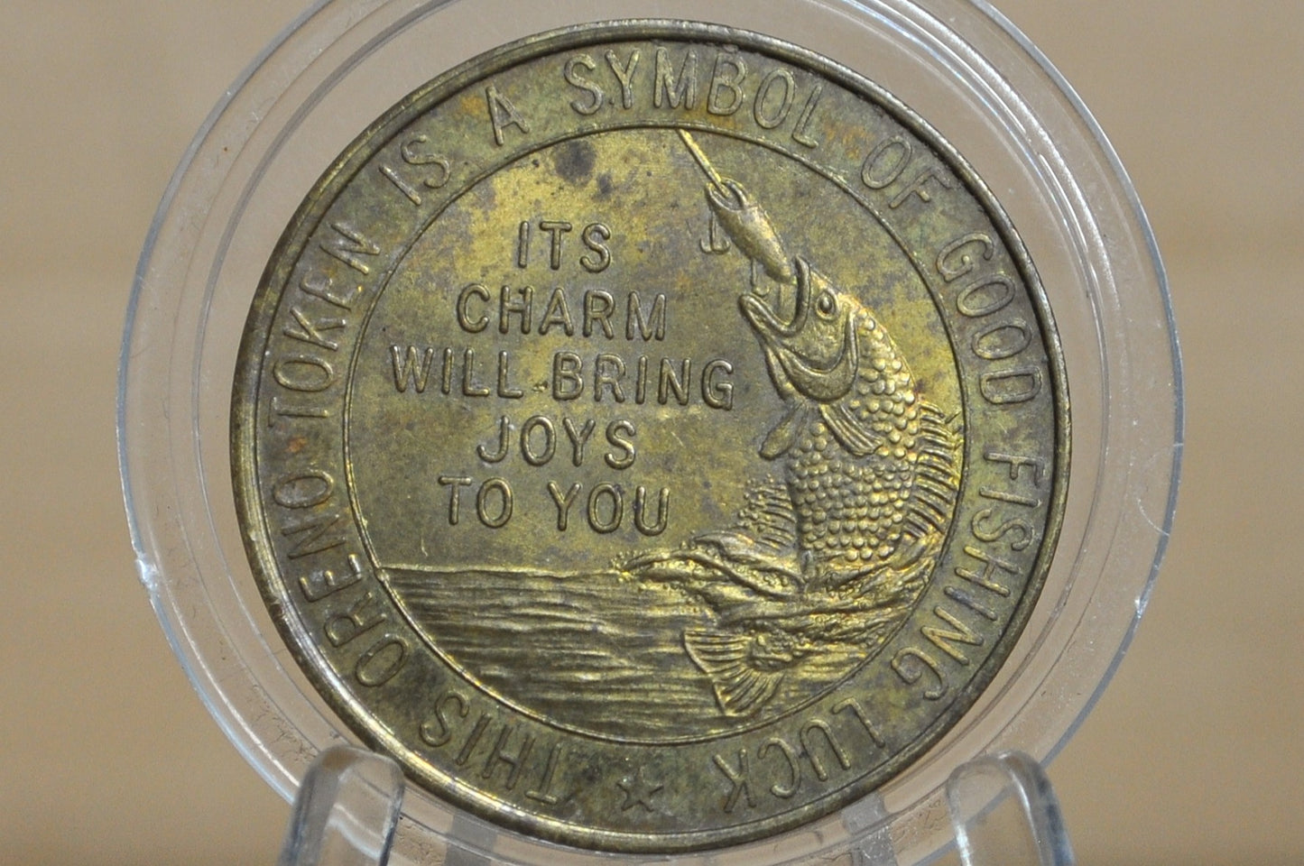 Antique South Bend Bait Co. Good Luck Token - 1939 "Fish and Feel Fit" South Bend Fishing Luck Token