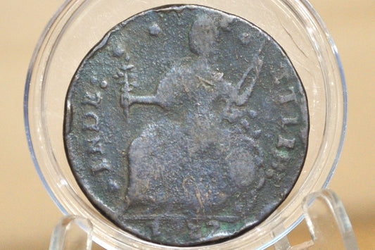 1787 Connecticut Half Penny - ETIIB Variety, Fine+ Details - Colonial 1/2 Penny 1787 State of Connecticut 1 Cent 1787 - Auctori Connec, Rare