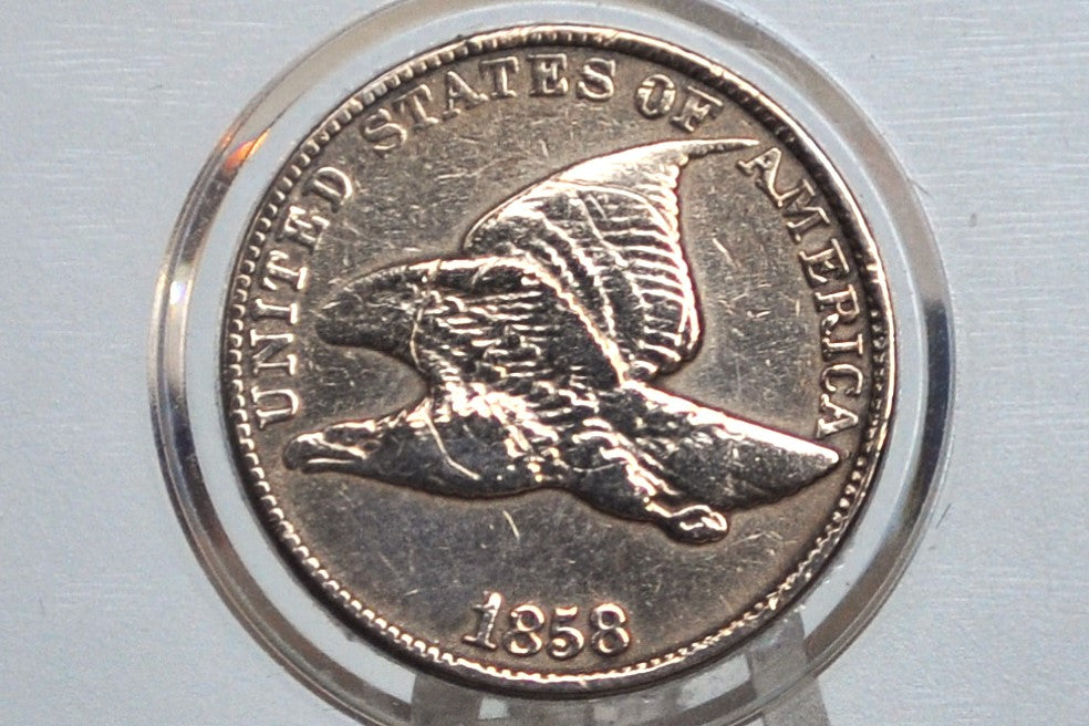 1858 Flying Eagle Penny - VF Details, Cleaned - 1858 Cent Flying Eagle 1858 Damage Coin / Discount Coin