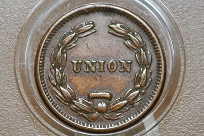 1863 Civil War Token - Liberty - Union - AU Detail - Cool Civil War Token