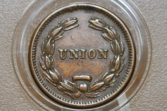 1863 Civil War Token - Liberty - Union - AU Detail - Cool Civil War Token