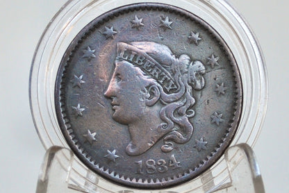 1834 Large Cent - Fine 15 - Large 8, Small Stars, Medium Letters - Great Coin for a Collection