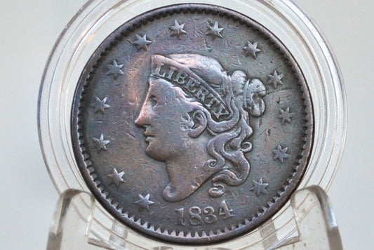 1834 Large Cent - Fine 15 - Large 8, Small Stars, Medium Letters - Great Coin for a Collection