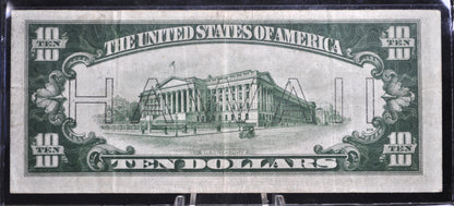 1935 10 Dollar Hawaii Overprint FRN - VF+ Grade / Condition - 1935 Hawaii Series Ten Dollar Brown Seal - 1934 Hawaii Overprint Fr2303