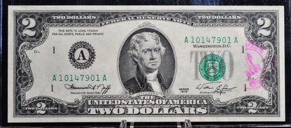 1976 Bicentennial 2 Dollar Spirit of 76 Stamp Note - Set of 4 Stamp Sheet - First Day of Issue Bedford MA - 1976 Two Dollar Stamp Banknote