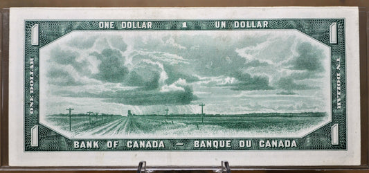 1954 Canadian 1 Dollar Banknote - Devil's Face Hairdo Issue - Beattie/Coyne Signatures - 1954 One Dollar Devil's Hair Canada Note - P#66b