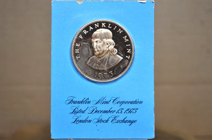 Franklin Mint 1973 London Stock Exchange Commemorative Medal - 1973 The Franklin Mint Stock Exchange Limited Edition Token