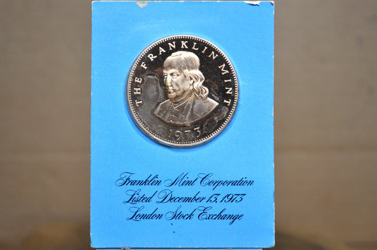 Franklin Mint 1973 London Stock Exchange Commemorative Medal - 1973 The Franklin Mint Stock Exchange Limited Edition Token