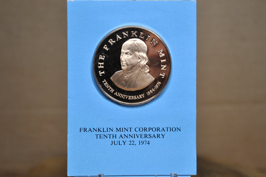 1964-1974 Franklin Mint Tenth Anniversary Medallion - Franklin Mint Corporations 10th Anniversary limited Edition Token