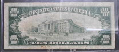 1929 10 Dollar National Currency Note Fr1860-B - VF - NY 1929 Brown Seal Ten Dollar Federal Reserve Banknote Fr1860B - Rarer Note