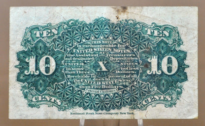 Authentic 1863 2nd Issue 10 Cent Fractional Error Note - Misalignment Error Fractional Note - 1863 US Fractional Ten Cents Note - Fr#1257