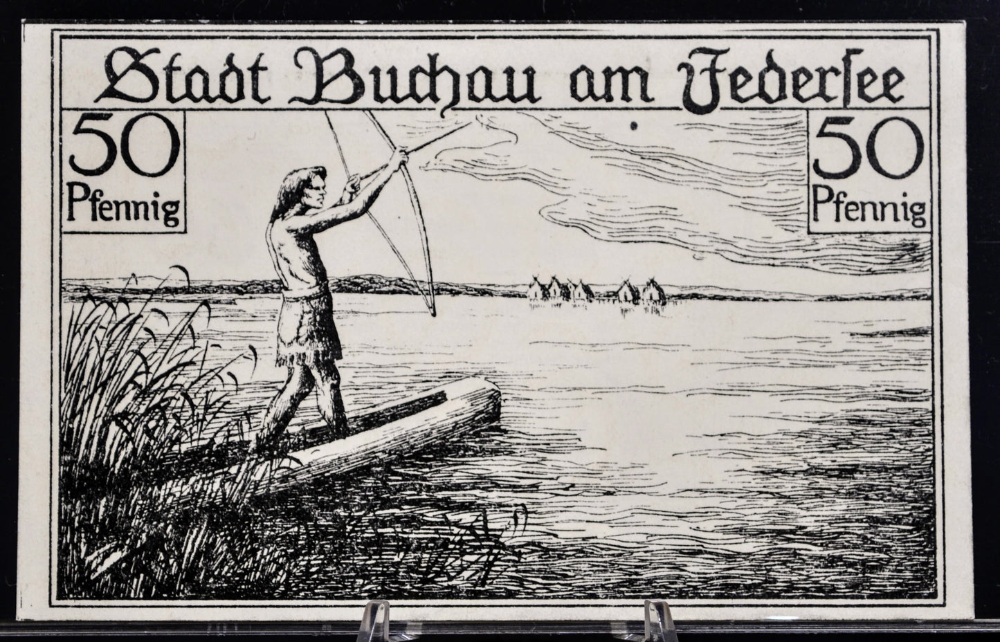 1921 Buchau am Federsee Germany 50 Pfennig Notgeld - Large Size Note - German Emergency Currency - Rarer 1921 German Fifty Pfennig Note