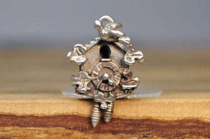 Vintage Sterling Cuckoo Clock Charm! - Moveable, Beau Sterling - Awesome Charm