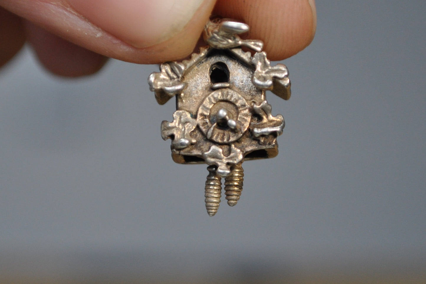 Vintage Sterling Cuckoo Clock Charm! - Moveable, Beau Sterling - Awesome Charm