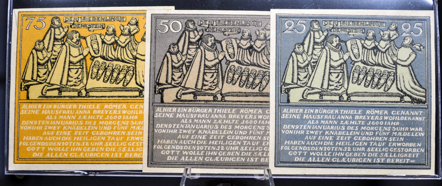 1921 Hameln Germany 25, 50, 75 Pfennig Notgeld Set - Near Complete Set - German Emergency Currency - 1921 German Pfennig Note Trio