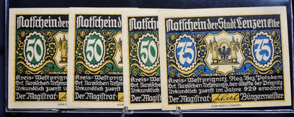 1921 Lenzen Elbe Germany 50 and 75 Pfennig Notgeld Set - Complete 50 Pfennig Set - German Emergency Currency - 1921 German Pfennig Note Set