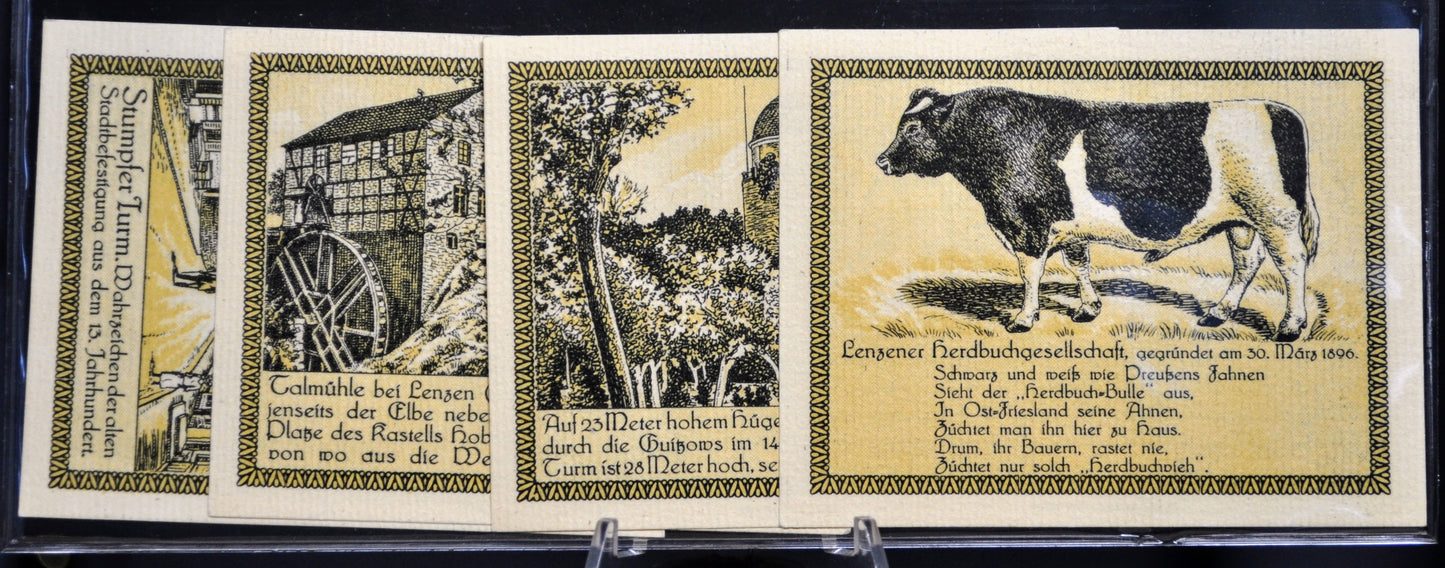 1921 Lenzen Elbe Germany 50 and 75 Pfennig Notgeld Set - Complete 50 Pfennig Set - German Emergency Currency - 1921 German Pfennig Note Set