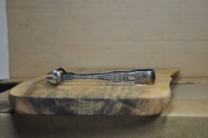 Sterling Gorham 1896 Maryland Bonbon Tongs - Stamped and Tested Sterling Silver - Floral Trident Tongs - 4.45 Inches