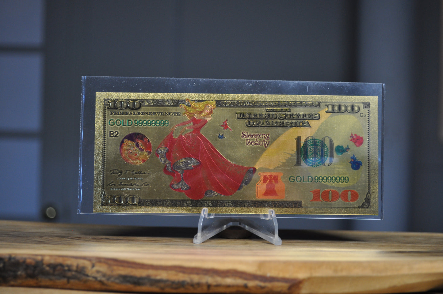 Disney novelty 24k Gold Foil 100$ Banknote With Certificate of Authenticity