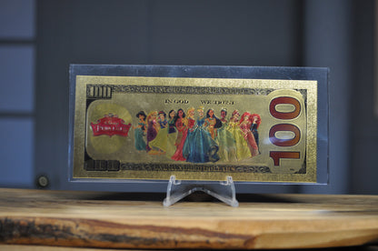 Disney novelty 24k Gold Foil 100$ Banknote With Certificate of Authenticity
