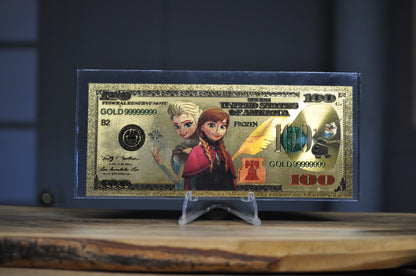 Disney novelty 24k Gold Foil 100$ Banknote With Certificate of Authenticity
