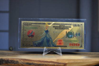 Disney novelty 24k Gold Foil 100$ Banknote With Certificate of Authenticity